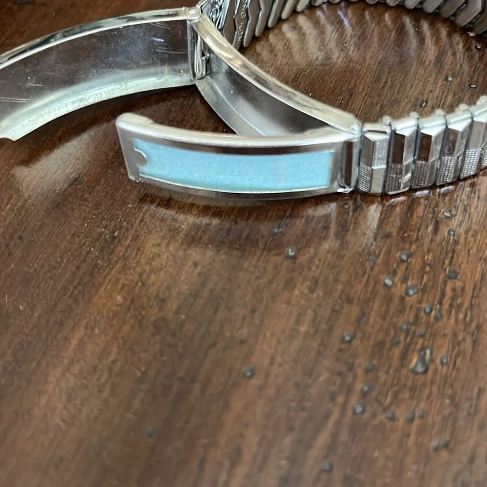 Vintage Silver Men's According Expandable Bracelet Monogram Joe  70s